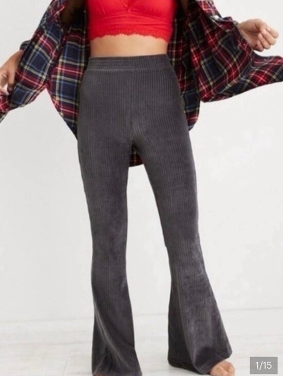 aerie Pants - aerie velour ribbed flare pants
